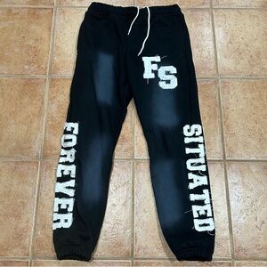 Forever Situated Sweatpants Black White Mens Size Small